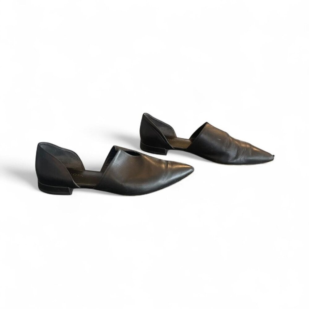Vince Darlington Black Leather Dorsay Pointed Toe Flats | Womens Size 8 (EU 38)